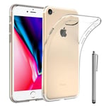 Pour Apple iPhone SE (2020) 4.7"- SE2- SE (2nd generation): Coque Silicone UltraSlim et Ajustement parfait + Stylet - TRANSPARENT