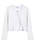 Arshiner Cardigan Basique pour Fille avec Volants et boléro Court élégant pour Robe de Communion, Robe de baptême Reines Blanc 160