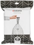 Brabantia 138829 60L Bin Liners - 40 Thick Plastic Bags with Tie Tape, White