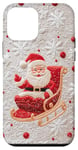 Coque pour iPhone 12 mini Père Noël brodé effet simple Noël et hiver