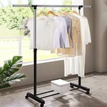 Vivo Technologies Adjustable Mobile Tidy Clothes Coat Garment Clothing Hanging Rail Rack Clothes Rail Storage Stand Castors on Wheels