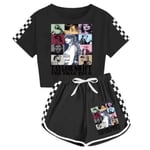 Taylor Swift The Eras Tour Kort träningsoverall Barn Pojkar Flickor T-shirt Shorts Toppbyxor Set 2st Pjs Black 130cm