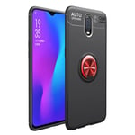 OnePlus 6T silikooni muovinen takasuoja kuori sormirenkaalla ja magneetilla - Musta/ Punainen