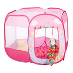 Relaxdays 10024760, Pink Unicorn Pit, 100 Pop Up Ball Pool, In-and Outdoor, Play Tent, HWD 75 x 90 x 90 cm