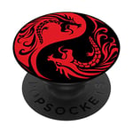 Yin Yang Chinese Dragon Red Black Boys Gift PopSockets PopGrip: Swappable Grip for Phones & Tablets