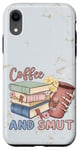 Coque pour iPhone XR Funny Coffee and Smut Bookworm Librarian Skeleton Retro Cute