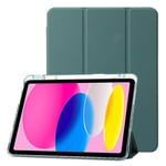 EIDERWOOD iPad 10.9" (2024/2022) Tri-fold Konst Läder Fodral med Apple Pencil Hållare - Grön