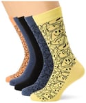 JACK & JONES Men's Jacsmiley Socks 5 Pack, Canyon Sunset/Pack:Pineapple Slice-Vintage Indigo-Black-Vintage Indigo, One Size