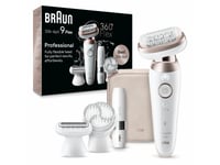 Braun Silk-Épil 9 Flex 9-360 3D, Rosa, Vit, 40 Pincetter, Microgrip, 0,5 Mm, Batteri, Inbyggt Batteri