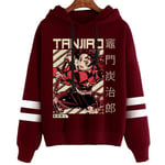 (Wine Red02-4XL）Anime Demon Slayer Kamado Tanjirou Kamado Nezuko Painetut hupparit