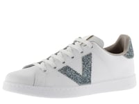 Victoria Basket Basse Tenis Cuir & Logo & Arrière Pailletés 1125188 pour Femme Royal 36