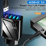 4 Usb Ports Quick Charger 5.1a Powerful Adapter Fast Black Uk Plug