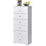 Helloshop26 - Commode étroite à 6 tiroirs commode haute avec 6 tiroirs meuble à 6 tiroirs pour chambre cadre durablepour chambre salon bureau blanc