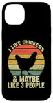 Coque pour iPhone 14 Plus J'aime les poulets et peut-être 3 personnes Chicken Farmer Retro