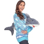 Unisex Jultröja, Rolig 3D Söt Dinosaurie Dock Pullover Tröja, Kul Fest Kläder Semester Jumper Top, För Kvinnor Män-yujia[HK] Blue XL