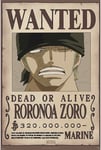 ONE PIECE - Poster « Wanted Zoro »  (91.5cm x 61cm)  GB EYE  - NEUF