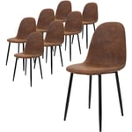 Ml-design - Lot de 8 Chaises de Salle à Manger avec Dossier, Marron, Pieds en Métal, Assise en Simili pu, Chaise Rembourrée Vintage Scandinave,