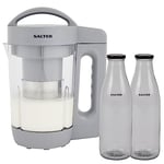 Salter COMBO-8796 Plant Milk Maker - Nutrient-Rich Plant & Dairy-Free, 1.6L Vegan Nut Milk Machine, Oat/Hazelnut/Coconut/Almond Milk, Transparent Design, Tritan BPA Free Plastic, Milk Bottles Included