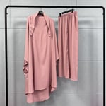 Muslim Women Hijab Abaya Prayer Dress 2PCS Set Kaftan Gown Islamic Khimar Jilbab