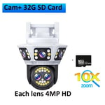 8K 12MP Wifi Camera Outdoor Three Screen CCTV 10X Zoom Body Detection Mini Secur