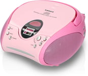 Radio CD enfant - Stéréo - Boombox - Tuner Radio FM - Ttel Storage - 2 x 1.5W RMS Power - Secteur & Batterie - Rose