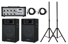 Pack Sono 600W Haut Parleurs 12" DJ PA Enceintes Pieds Table de Mixage Bluetooth