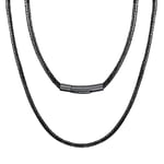 U7 Collier en Cuir Homme de Cire Imperméable 3mm avec Fermoir Acier Inoxydable - Longue 50cm