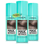 3x Loreal Magic Retouch Dark Brown Instant Root Concealer Spray 75ml