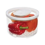 iDesign boîte frigo avec Couvercle, Grand Organisateur frigo pour Fruits et légumes, Boite hermétique en Plastique avec régulateur d'air pour Plus de fraîcheur, Transparent/Blanc