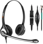 Casque téléphonique RJ9 avec Micro antibruit + déconnexion Rapide pour Polycom VVX400 VVX410 VVX411 Mitel 5312 5320e Avaya 1120 1408 ShoreTel IP480 NEC Plantronics Landline Deskphones (602QS2)