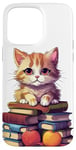 iPhone 15 Pro Max Library Books and Kittens Reading Cat and Book Lovers Case