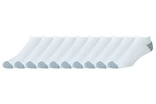 Amazon Essentials Men's Performance Cotton Cushioned Breathable Athletic No-Show Sports Socks, 10 Pairs, White, 5-11