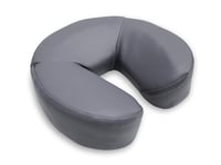 QUIRUMED WELLCORE Coussin de Massage pour Le Visage 25 x 26 x 6 cm, Similicuir déhoussable, Rembourrage en Mousse, avec Velcro, Forme Fer à Cheval, Ergonomique, pour Table de Massage, argenté