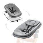 hauck Transat Bebe 3 en 1 pour Chaise Haute Bébé Alpha+, Beta+ et Arketa, Balancelle Ergonomique dès la Naissance jusqu'à 15 kg, Harnais 5 Points, Réducteur de Siège, Housse Coton, Gris Chiné