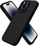 Coque Iphone 14 Pro,Coque Silicone Liquide Pour Iphone 14 Pro(6.1''),Avec 1 Verres Trempés,Surélevée Pour Écran & Caméra,Case Protection Complète 360 Degré,Coque En Silicone-Noir