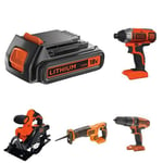 BLACK+DECKER BL1518-XJ 18 V 1.5 Ah Lithium Ion Battery, 18 V Lithium-Ion Impact Driver, Hammer Drill, Reciprocating Saw, Circular Saw, Drill Driver and Pendulum Jigsaw Bare Unit (Battery not Included)