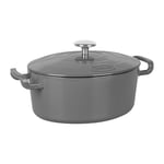 Sitram 715406 COCOTTE Sitrabella Ovale en fonte émaillée L26 cm - 4 litres - Extérieur émail Gris intérieur Blanc - toutes sources de chaleur y compris induction - Idéale repas de 4-5 convives