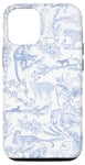 Coque pour iPhone 12/12 Pro Toile Chinoiserie French Bleu Clair Léopard Aquarelle