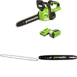 Greenworks 40V 30cm Tronçonneuse Avec Batterie 40V 2Ah et Chargeur -G40CS30IIK2+ Greenworks chaîne de 30 cm + Greenworks barre de remplacement de 30 cm