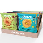 GUSTO SNACKS Crunchy Apple Crisps Variety Mix Case of 16 (20g) - Healthy Kids & Adults 100% Whole Dried Fruit Snacks - No Added Sugar, High in Fibre, Vegan, Vegetarian, Low Calorie, Gluten & Fat Free