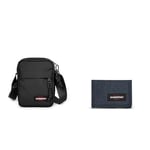 EASTPAK THE ONE Sac Bandoulière, 27 L - Black (Noir) & CREW SINGLE Portefeuille, 27 L - Triple Denim (Bleu)