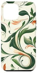 iPhone 14 Pro Max Green Nature Plants White Backround Swirling Pattern Case