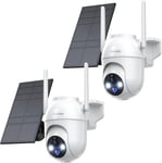 Camera Surveillance WiFi Exterieure sans Fil Batterie 2Pack 2K Caméra de Surveillance Extérieur 360° Camera Solaire Exterieur avec Vision Nocturne Couleur et Détection de Mouvement PIR