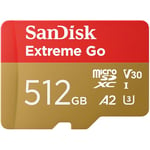 SanDisk 512Go Extreme Go Carte MicroSDXC + adaptateur SD (Pour Android Smartphone, Tablette, Action Cams, Drones, UHS-I, jusqu'à 200 MB/s, 5K, 4K UHD, Rescue Pro Deluxe, V30, Class 10, U3) pour Amazon