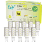 GY G9 LED Bulbs,3.2W Cool White 6500K Energy Saving Light Bulbs，Equivalent to 50W Halogen，520 Lumen No Flicker, Not Dimmable for Home Lighting Decor,10 Pack