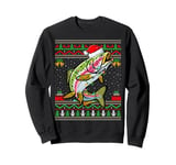 Rainbow Trout Fish Christmas Lights Santa Ugly Sweater Xmas Sweatshirt