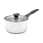 Blackmoor 69839 20cm Stainless Steel Saucepan/Tempered Glass Lid with Steam Vent/Cool Touch Bakelite Handle/All Hob Types Including Induction, Gas and Electric