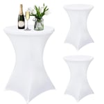 LeapBeast 3pcs Housse de Table de Bistrot,Housse Mange Debout 80x110cm,Nappe Mange Debout Nappe Cocktail Ronde,Housse de Table de Extensible en Spandex pour Table de Banquet (Blanc, 3pcs-80x110cm)