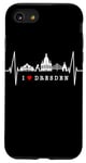 Coque pour iPhone SE (2020) / 7 / 8 Skyline de Dresde Heartbeat Coeur Allemand I Love Dresden