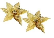 Flair Flower Poinsettia - Lot de 2 étoiles de Noël artificielles - 28 cm - Mini fleurs artificielles - Pour couronne de l'Avent - Guirlandes - Décoration de l'Avent - Arbre de Noël - Bouquet de fleurs